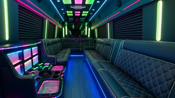 Interior of Poughkeepsie Party Bus Company's 20 Passenger Party Bus in Poughkeepsie