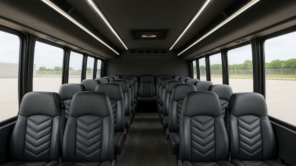 Interior of New York Party Bus Company's 28 Passenger Minibus in New York