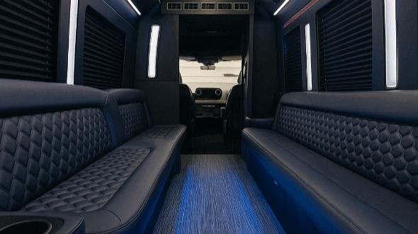 Interior of Huntington Party Bus Company's 30 Passenger Party Bus in Huntington