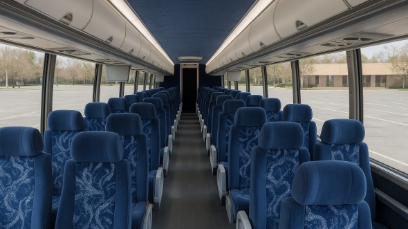 Interior of New York Party Bus Company's 40 Passenger Charter Bus in New York