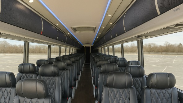Interior of New York Party Bus Company's 44 Passenger Charter Bus in New York