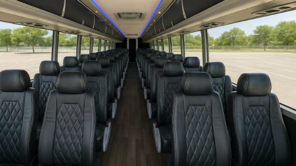 Interior of New York Party Bus Company's 47 Passenger Charter Bus in New York