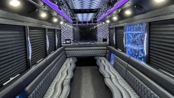 Interior of Auburn Party Bus Company's 50 Passenger Party Bus in Auburn