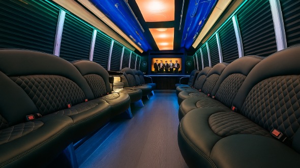 Interior of Smithtown Party Bus Company's 50 Passenger Party Bus in Smithtown