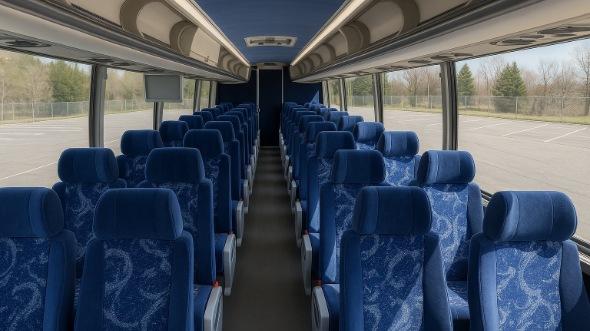 Interior of New York Party Bus Company's 51 Passenger Charter Bus in New York