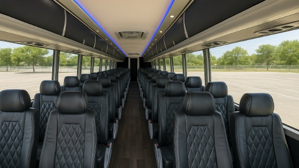 Interior of New York Party Bus Company's 54 Passenger Charter Bus in New York